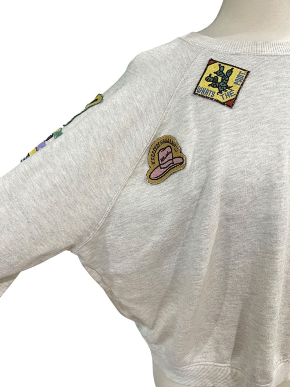 Free People MOTHER The Biggie Concert Crew Girl Scout Patches Sweatshirt SZ L - Picture 4 of 13